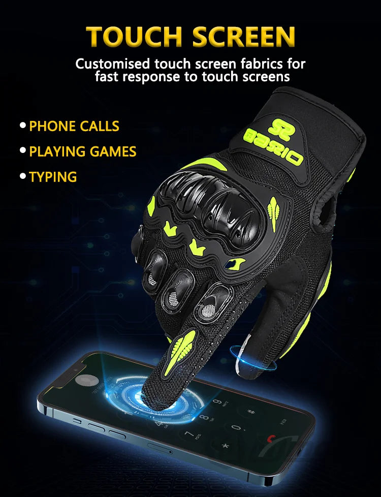 Summer Breathable Full Finger Motorcycle Gloves Non-slip Wear-resistant Motocross Racing Gloves Touch Screen Moto Biker Gloves