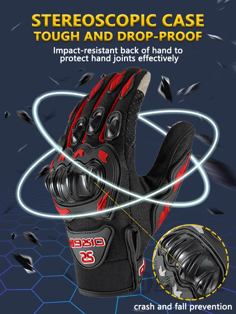 Summer Breathable Full Finger Motorcycle Gloves Non-slip Wear-resistant Motocross Racing Gloves Touch Screen Moto Biker Gloves