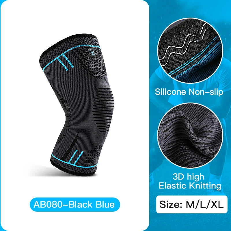 1 Pcs Compression Knee Support Sleeve Elastic Breathable Knee Pads Brace Springs Gym Sports Protector Basketball Volleyball Run
